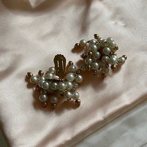Vintage Beaded Clip On Earrings